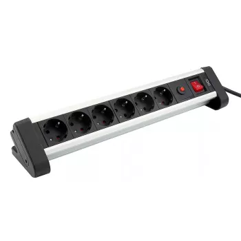 Prailginimo laidas Olympia SL 2625 S 1,5 m 6 AC lizdų Vidaus juodas sidabrinis