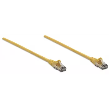 Intellinet tinklo jungiamasis kabelis, Cat6, 10 m, geltonas, CCA, U/UTP, PVC, RJ45, paauksuoti kontaktai, apsaugotas nuo užkabinimo, su apsauginiu gaubteliu, garantija visam laikui