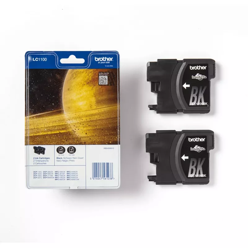Brother LC1100BKBP2DR rašalo kasetė 2 vnt. Originali Juoda