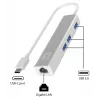 LevelOne USB-C Gigabit Ethernet adapteris su USB šakotuvu, USB Type-C, Ethernet, 1000 Mbit/s, sidabrinis