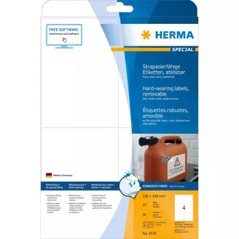 Lipni etiketė HERMA 4576 Nuimama Balta 80 vnt