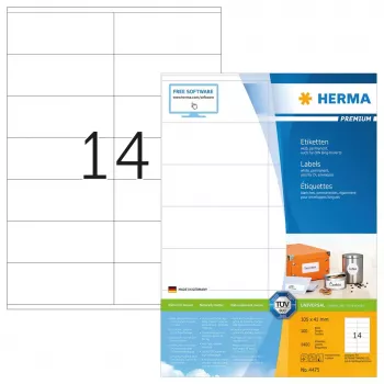 Lipdukai HERMA Premium A4 105x41 mm baltas matinis popierius 1400 vnt.