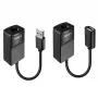 Lindy 60m USB 1.1 Cat.6 Extender Basic, tinklo siųstuvas ir imtuvas, 60 m, 12 Mbit/s, Cat5e, Cat6, juoda, plastikas