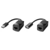 Lindy 60m USB 1.1 Cat.6 Extender Basic, tinklo siųstuvas ir imtuvas, 60 m, 12 Mbit/s, Cat5e, Cat6, juoda, plastikas