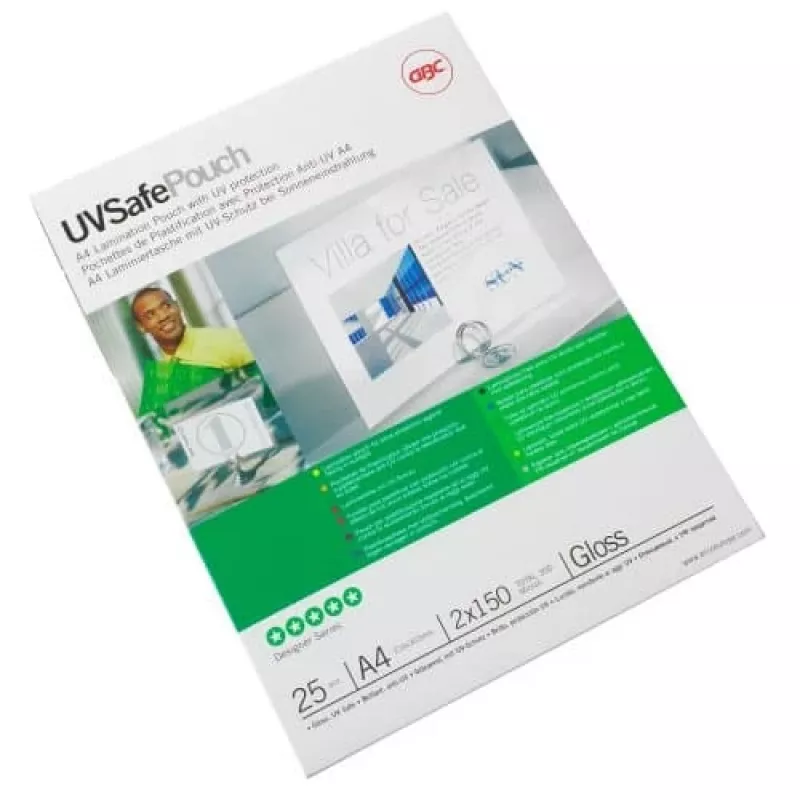 GBC Laminavimo maišelis A4 UV Safe 150 mikronų, blizgus, A4, 100 vnt.