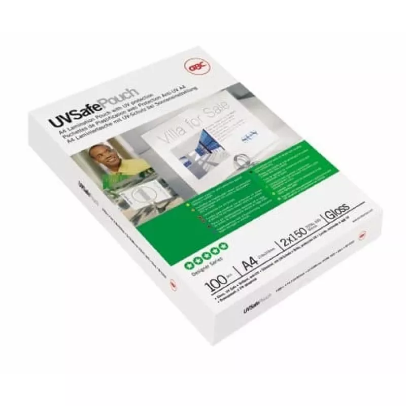 GBC Laminavimo maišelis A4 UV Safe 150 mikronų, blizgus, A4, 100 vnt.