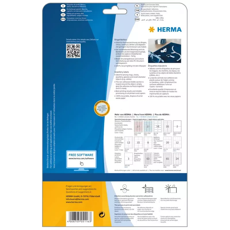 Lipni etiketė spausdintuvui HERMA 5116 A4 49x10 mm 1500 vnt.