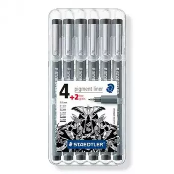 Finelaineris Staedtler 308 SB6P juodas 6 vnt.