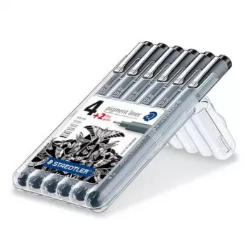 Finelaineris Staedtler 308 SB6P juodas 6 vnt.