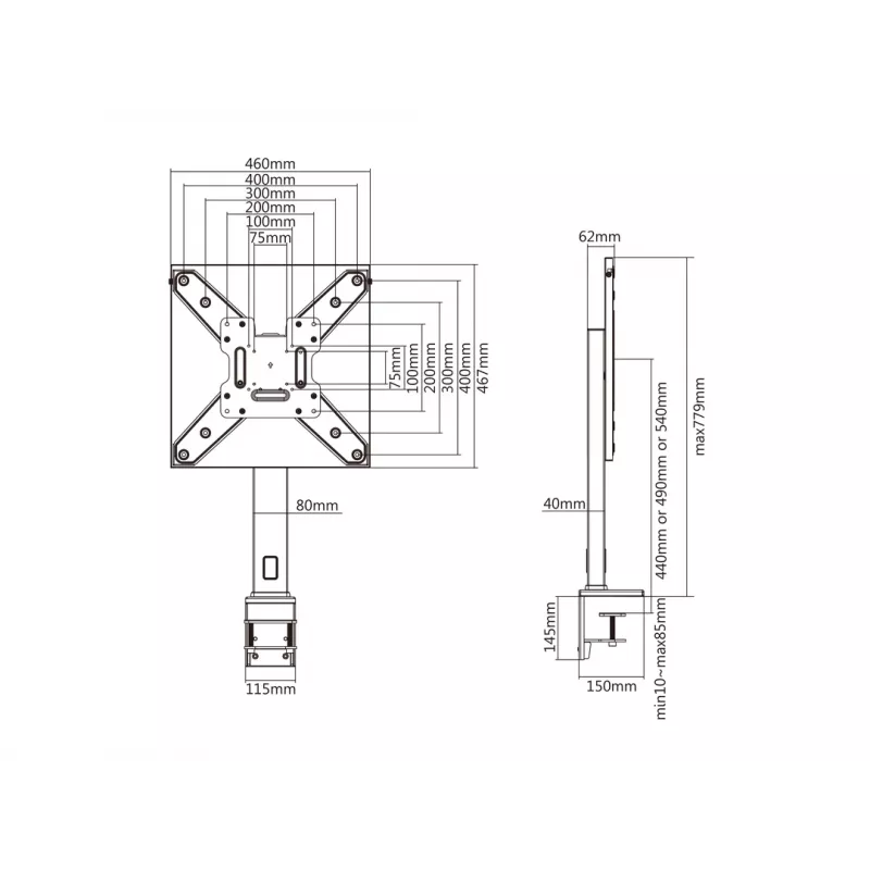 Stalinis laikiklis Multibrackets M Deskmount XL Black