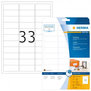 Rašaliniai lipdukai HERMA A4 63,5×25,4 mm 825 vnt.