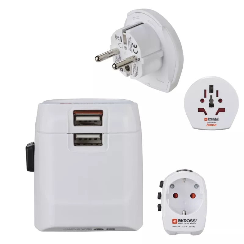 Hama World Travel Pro Light USB universalus kištukinis adapteris Baltas