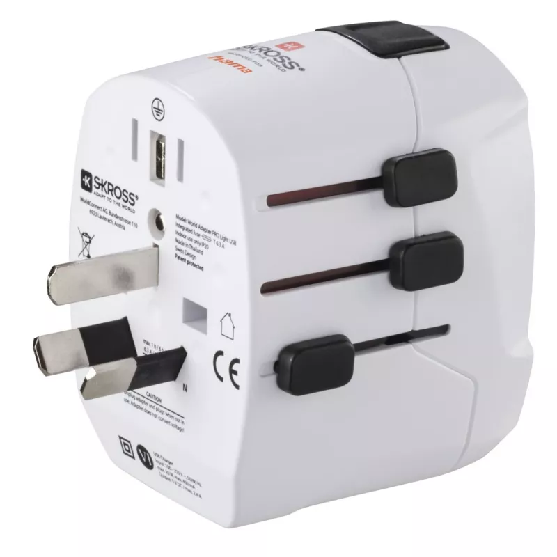 Hama World Travel Pro Light USB universalus kištukinis adapteris Baltas