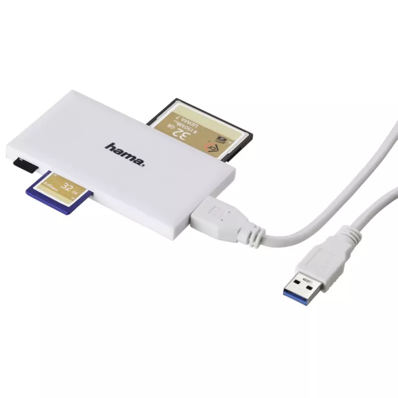 Hama USB 3.0 kelių kortelių skaitytuvas SD/microSD/CF/MS, baltas