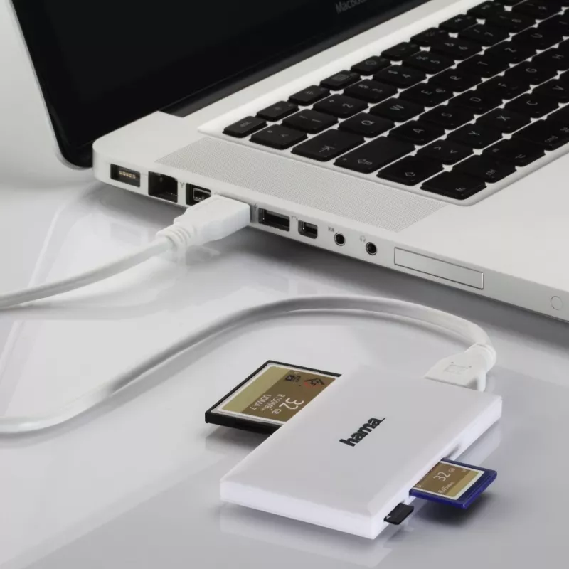 Hama USB 3.0 kelių kortelių skaitytuvas SD/microSD/CF/MS, baltas