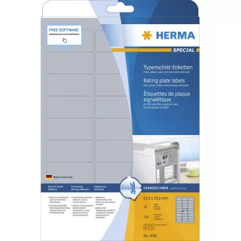 Lipni etiketė HERMA 4592 Suapvalintas stačiakampis Sidabrinė