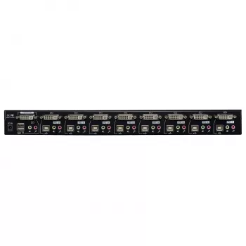 Lindy 8 prievadų DVI-I Single Link, USB 2.0 ir garso KVM jungiklis Pro
