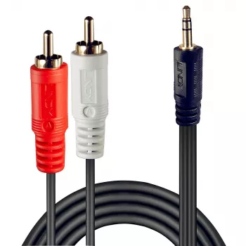 Lindy 5m Premium Phono į 3.5mm laidas, 2 x RCA, Kištukas, 3.5mm, Kištukas, 5 m, Juoda