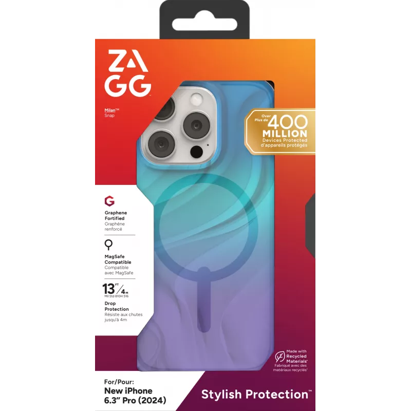 ZAGG Cases Milan Snap Apple iPhone 16 Pro Deep Aurora, Dėklas, Apple, iPhone 16 Pro, 16 cm (6.3 colio), Mėlyna, Violetinė