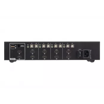 KVM jungiklis ATEN 4 prievadų USB HDMI dviejų monitorių saugus su CAC (4 kompiuteriai, 4K UHD 3840×2160)