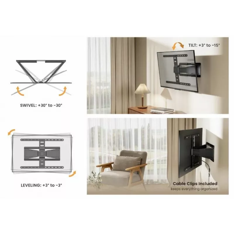 Equip 650344 itin plonas pilno judesio TV sieninis laikiklis 43-90 col.