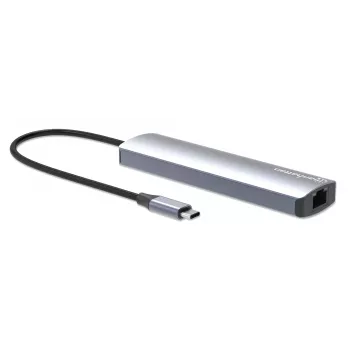 Manhattan 6-in-1 USB-C Dock/Hub, 6 prievadai: Ethernet, HDMI, USB-A (x3) ir USB-C, su Power Delivery (PD) 100W