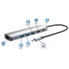 Manhattan 6-in-1 USB-C Dock/Hub, 6 prievadai: Ethernet, HDMI, USB-A (x3) ir USB-C, su Power Delivery (PD) 100W