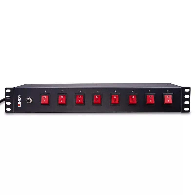 Lindy 73025 maitinimo paskirstymo blokas (PDU) 8 AC lizdai 1.5U Juoda