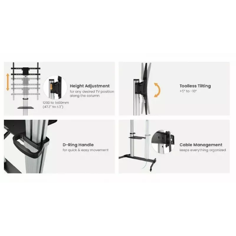 Equip 650631 mobilus vežimėlis ekranams 60 inch-100 inch Eco Ultra-large Display TV Cart
