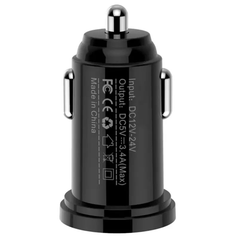 Techly Mini automobilinis įkroviklis 2 USB-A prievadai 12W / 2.4A juodas
