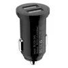 Techly Mini automobilinis įkroviklis 2 USB-A prievadai 12W / 2.4A juodas
