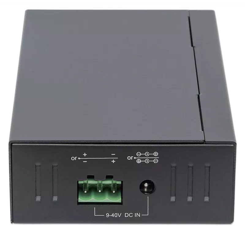 Manhattan USB-A 7-Port Hub Industrial, 7x USB-A prievadai, 5 Gbps (USB 3.2 Gen1), 20 kV ESD apsauga, maitinimas per AC, magistralę ir gnybtų bloką, montavimas ant DIN bėgio arba sienos, metalinis korpusas, varžtų fiksavimo apsauga