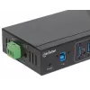 Manhattan USB-A 7-Port Hub Industrial, 7x USB-A prievadai, 5 Gbps (USB 3.2 Gen1), 20 kV ESD apsauga, maitinimas per AC, magistralę ir gnybtų bloką, montavimas ant DIN bėgio arba sienos, metalinis korpusas, varžtų fiksavimo apsauga