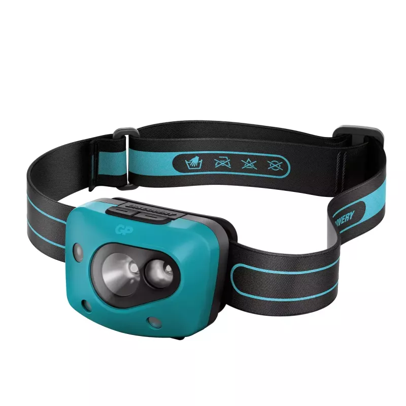 GP Lighting Discovery Teal LED 300 lm IPX4 priekinė lemputė su galvos juostele