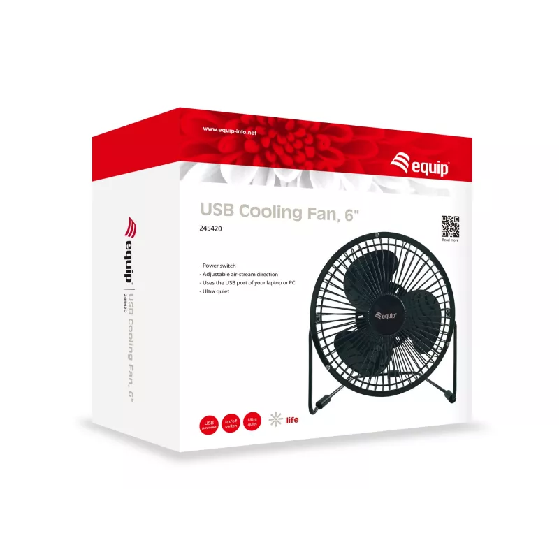 Stalinis USB ventiliatorius Equip 245420, juodas