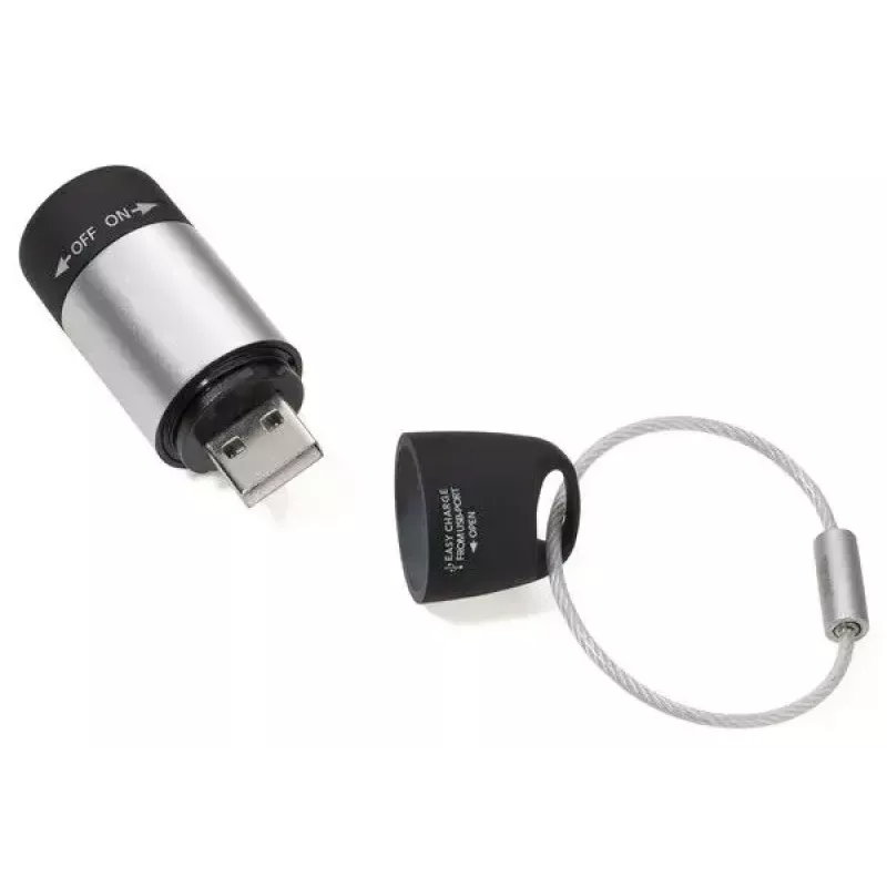 Rakto pakabuko žibintuvėlis TROIKA ECO CHARGE juodas pilkas LED USB