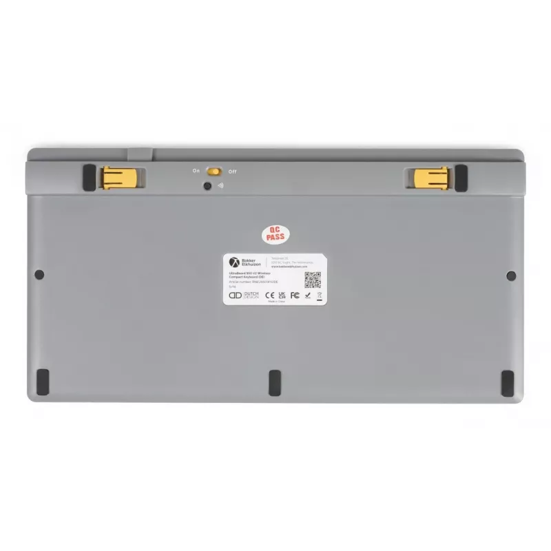 BakkerElkhuizen UltraBoard 950 V2 Wireless UK Qwerty belaidė klaviatūra, Tenkeyless (80-87%), Laidinė ir belaidė, USB + Bluetooth, Žirklinis jungiklis, QWERTY, Tamsiai pilka, Šviesiai pilka