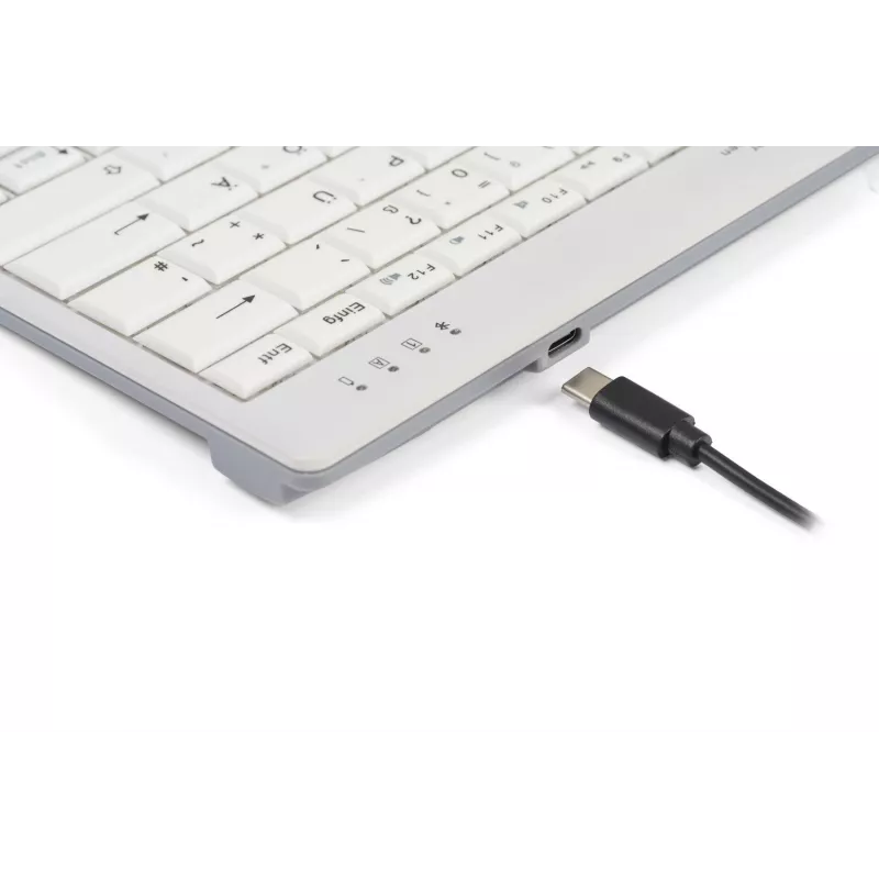 BakkerElkhuizen UltraBoard 950 V2 Wireless UK Qwerty belaidė klaviatūra, Tenkeyless (80-87%), Laidinė ir belaidė, USB + Bluetooth, Žirklinis jungiklis, QWERTY, Tamsiai pilka, Šviesiai pilka