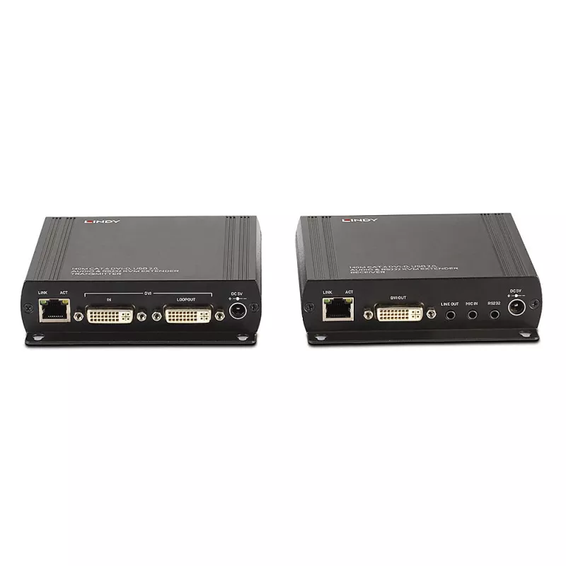 Lindy 140m Cat.6 DVI-D, USB, Audio ir RS-232 KVM prailgintuvas, siųstuvas ir imtuvas