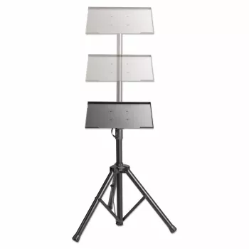 Manhattan Tripod Floor Mount mobilus stovas TV / monitoriui / projektoriui / nešiojamam kompiuteriui, 13–32 col., VESA 75x75 ir 100x100 mm, iki 15 kg, aukštis reguliuojamas, juodas