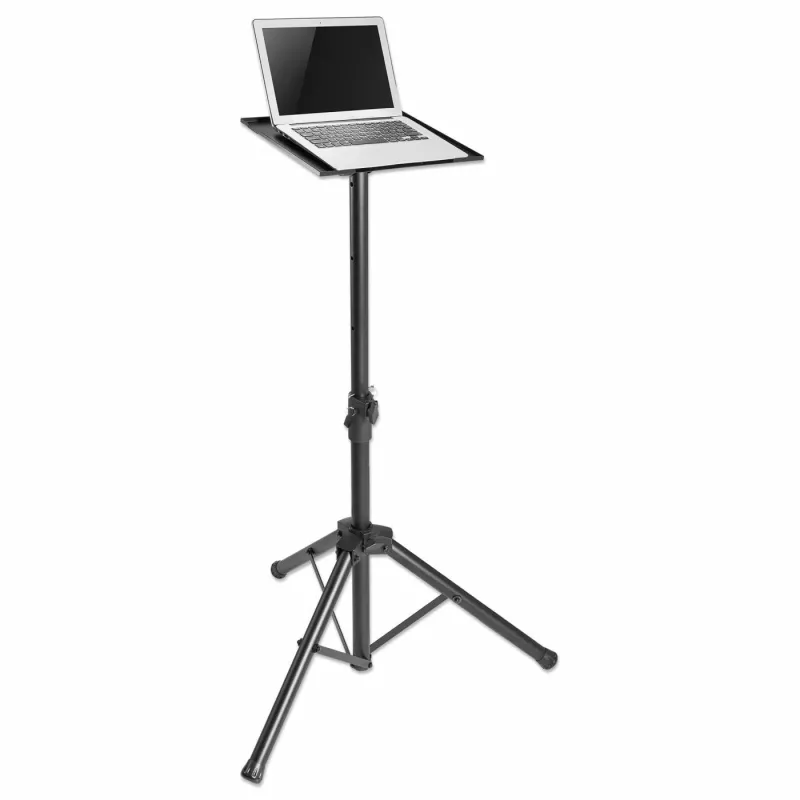 Manhattan Tripod Floor Mount mobilus stovas TV / monitoriui / projektoriui / nešiojamam kompiuteriui, 13–32 col., VESA 75x75 ir 100x100 mm, iki 15 kg, aukštis reguliuojamas, juodas