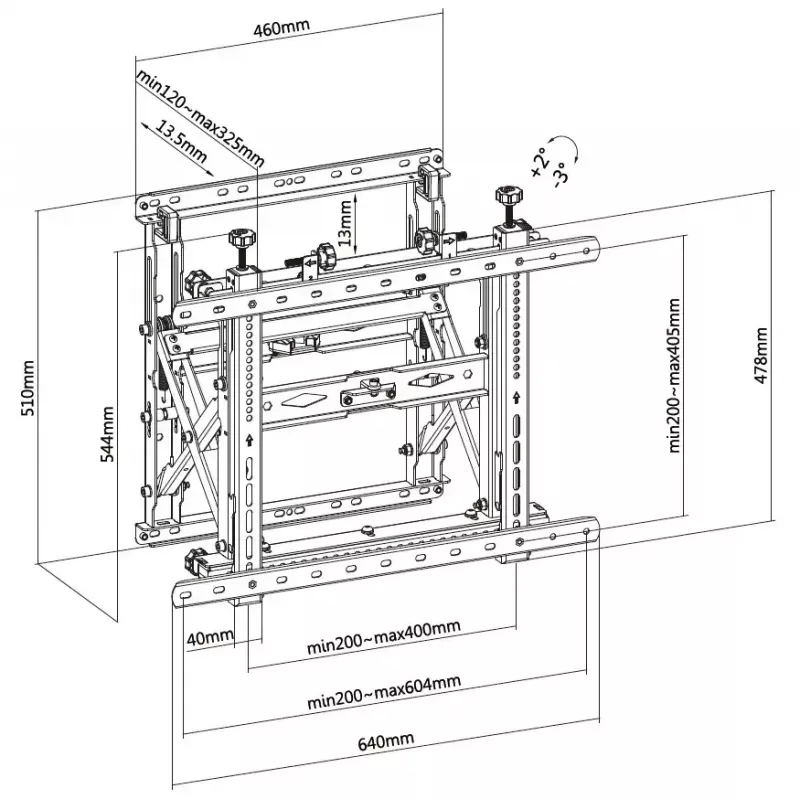Equip 650352 Pop-Out vaizdo sienos laikiklis 45-70 colių, maks. 70 kg