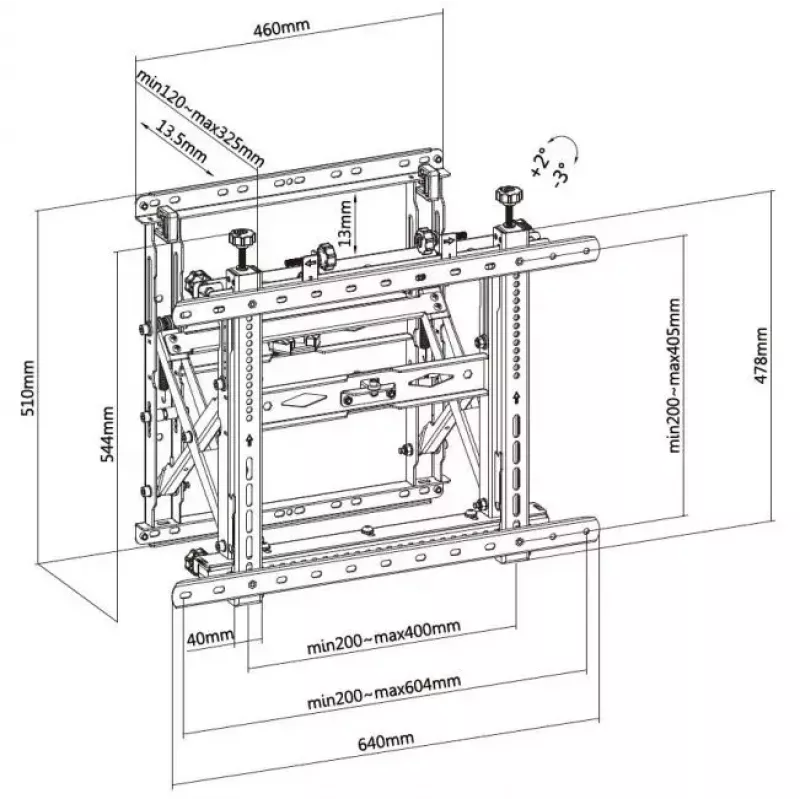Equip 650352 Pop-Out vaizdo sienos laikiklis 45-70 colių, maks. 70 kg