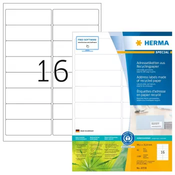 Lipnūs etikečių lapai HERMA 10730 balti 9,91x3,38 cm 1280 etikečių