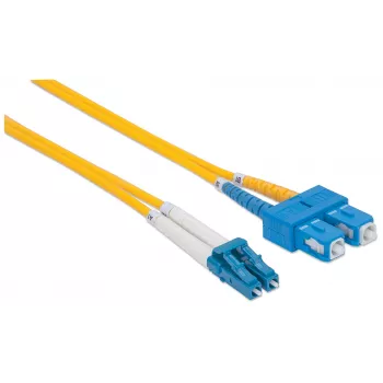 Intellinet Fiber Optic Patch Cable, OS2, LC/SC, 2m, Geltona, Duplex, Vienmodis, 9/125 µm, LSZH, Skaidulinis, Viso gyvenimo garantija