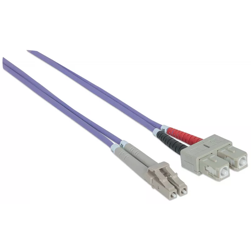 Intellinet Fiber Optic Patch Cable OM4 LC/SC 3m Violet Duplex Multimode 50/125 µm LSZH