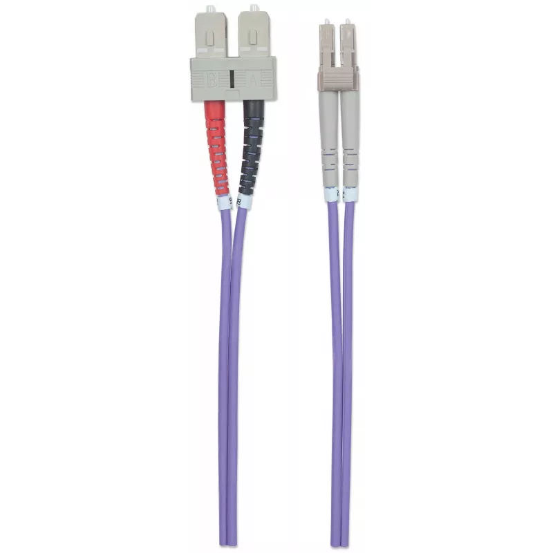 Intellinet Fiber Optic Patch Cable OM4 LC/SC 3m Violet Duplex Multimode 50/125 µm LSZH