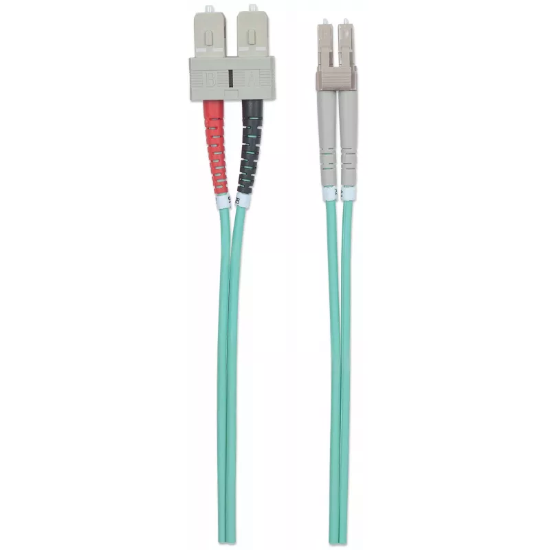 Intellinet Fiber Optic Patch Cable OM3 LC/SC 1m Aqua Duplex Multimode 50/125 µm LSZH