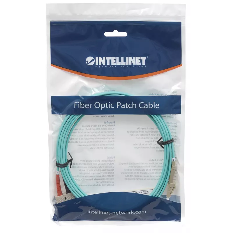 Intellinet Fiber Optic Patch Cable OM3 LC/SC 1m Aqua Duplex Multimode 50/125 µm LSZH
