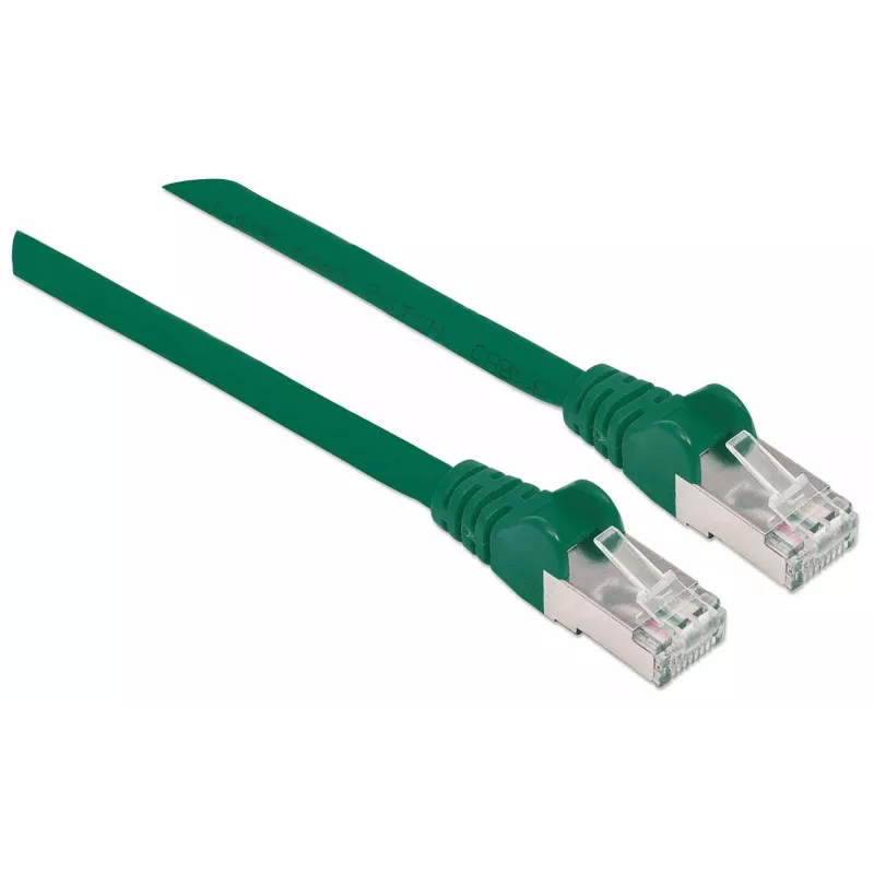 Intellinet tinklo jungiamasis laidas, Cat7 kabelis / Cat6A kištukai, 10 m, žalias, varinis, S/FTP, LSOH / LSZH, PVC, RJ45, paauksuoti kontaktai, su apsauga nuo užkliuvimo, su gaubteliais, viso gyvenimo garantija